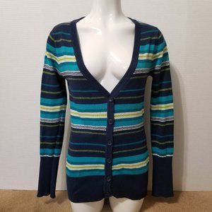 Aeropostale cardigan Large striped v-neck knit button front sweater layering